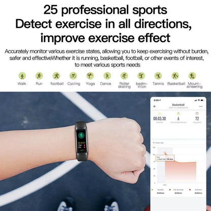 Smart Fitness Watch HD Display Smart Bracelet 1.1IN Comfortable Smart Watch Multifunctional for Hiking Walking Yoga Cycling