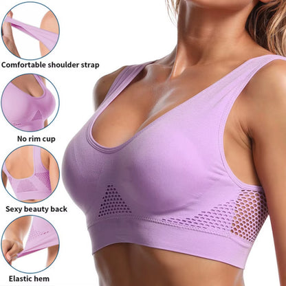 Seamless Mesh Women Sports Bras Fitness Gym Running Underwear Shockproof Bra Wireless 6XL plus Size Crop Top Breathable Yoga Bra
